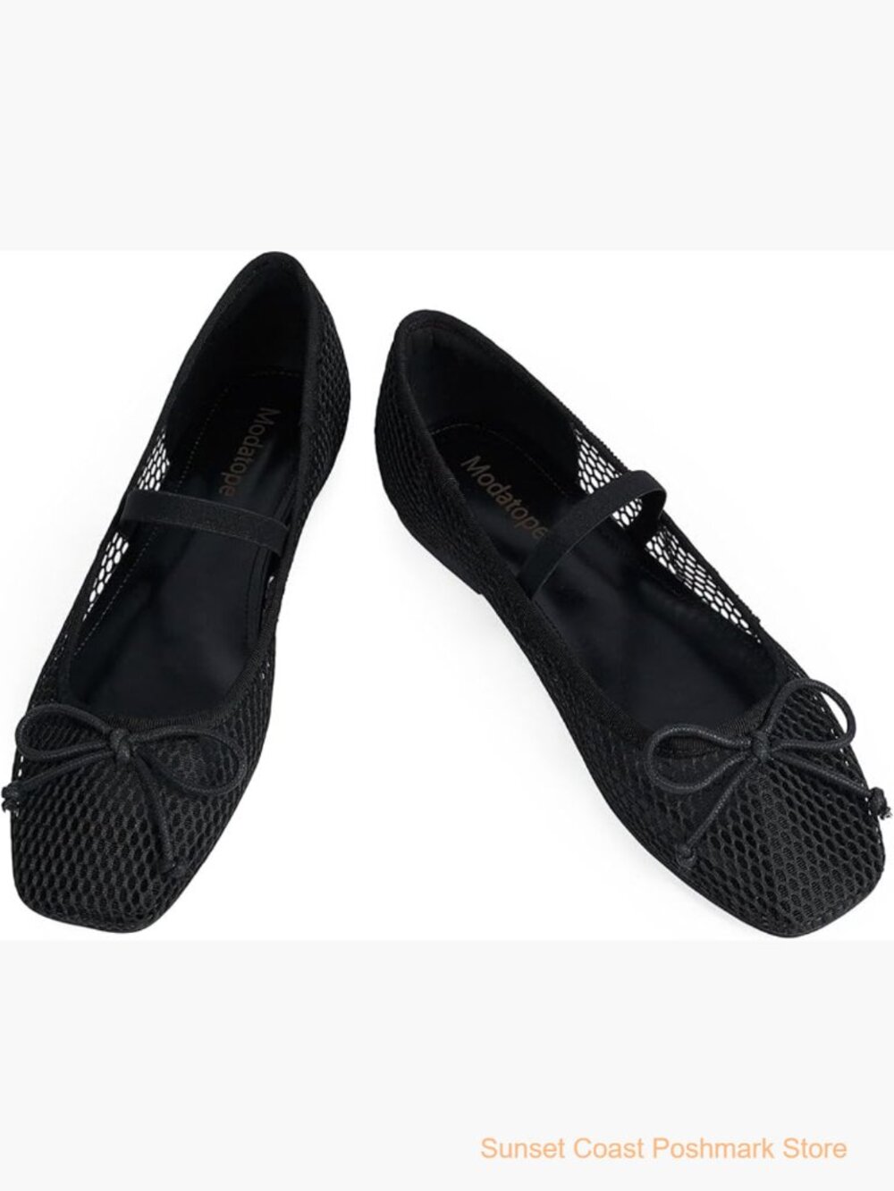 Ballet Flats with Bow Square Toe Slip On Dressy Shoes